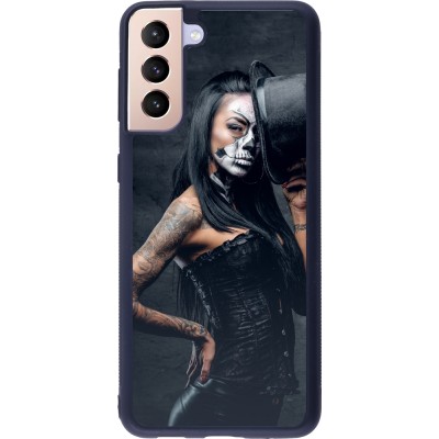 Coque Samsung Galaxy S21+ 5G - Silicone rigide noir Halloween 22 Tattooed Girl