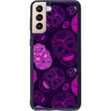 Samsung Galaxy S21+ 5G Case Hülle - Silikon schwarz Halloween 2023 pink skulls