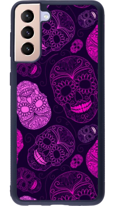 Samsung Galaxy S21+ 5G Case Hülle - Silikon schwarz Halloween 2023 pink skulls