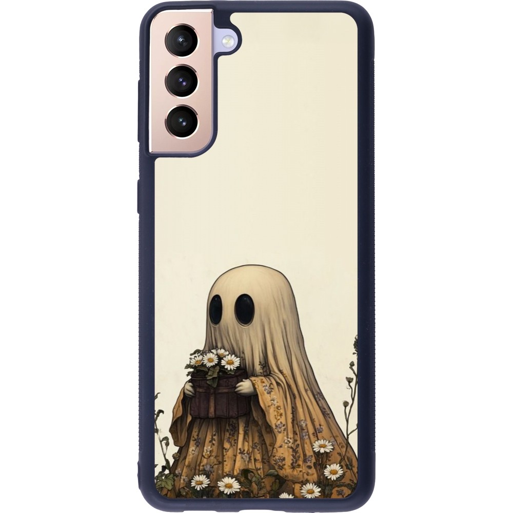 Coque Samsung Galaxy S21+ 5G - Silicone rigide noir Halloween 2025 Ghost gardener