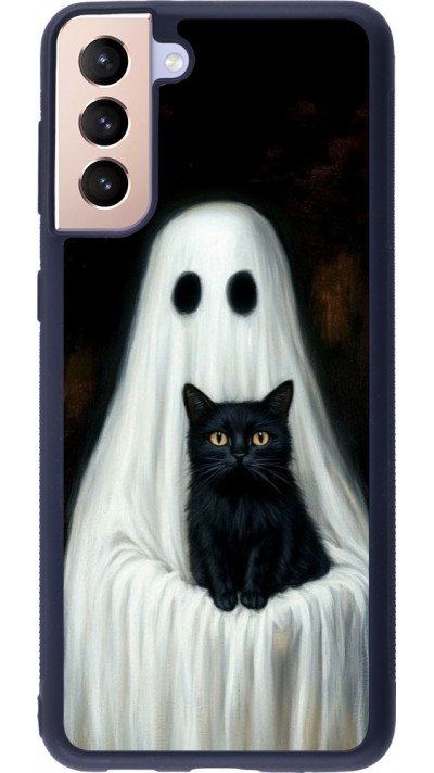 Samsung Galaxy S21+ 5G Case Hülle - Silikon schwarz Halloween 2025 Ghost with black cat