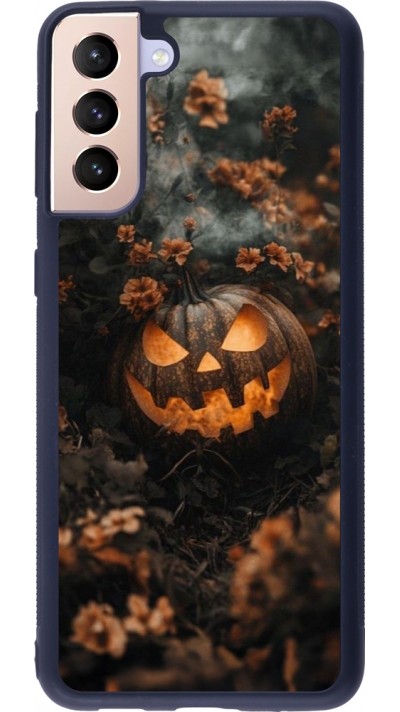 Samsung Galaxy S21+ 5G Case Hülle - Silikon schwarz Halloween 2025 Pumpkin with flowers