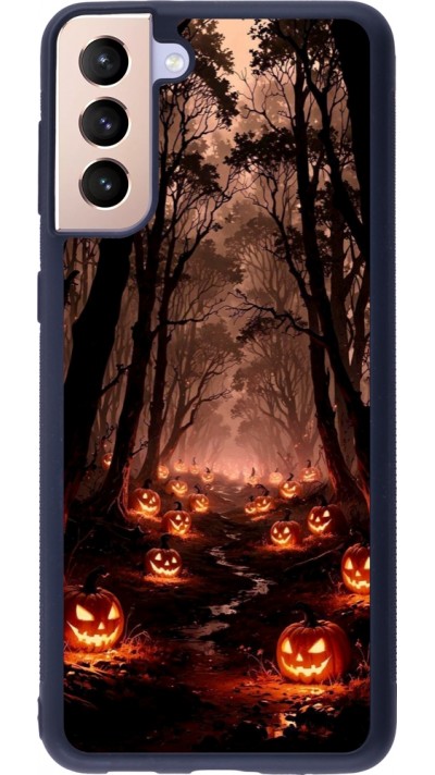 Coque Samsung Galaxy S21+ 5G - Silicone rigide noir Halloween 2025 Road of Terrifying Pumpkins