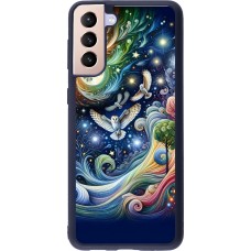 Samsung Galaxy S21+ 5G Case Hülle - Silikon schwarz Fliegender Blumen-Eule