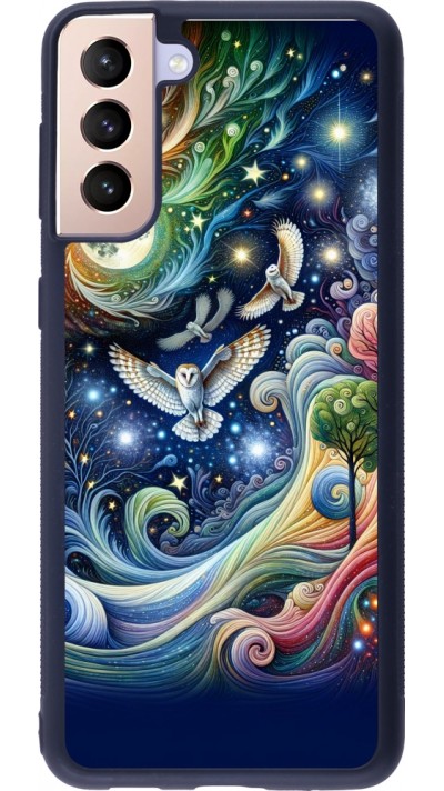 Samsung Galaxy S21+ 5G Case Hülle - Silikon schwarz Fliegender Blumen-Eule