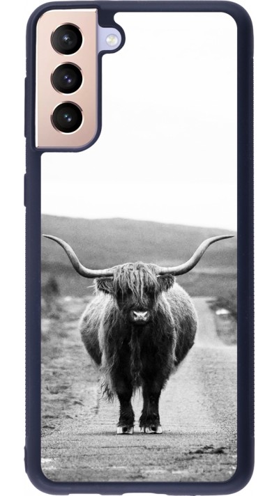 Coque Samsung Galaxy S21+ 5G - Silicone rigide noir Highland cattle