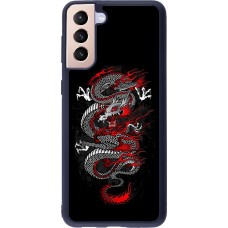 Coque Samsung Galaxy S21+ 5G - Silicone rigide noir Japanese style Dragon Tattoo Red Black