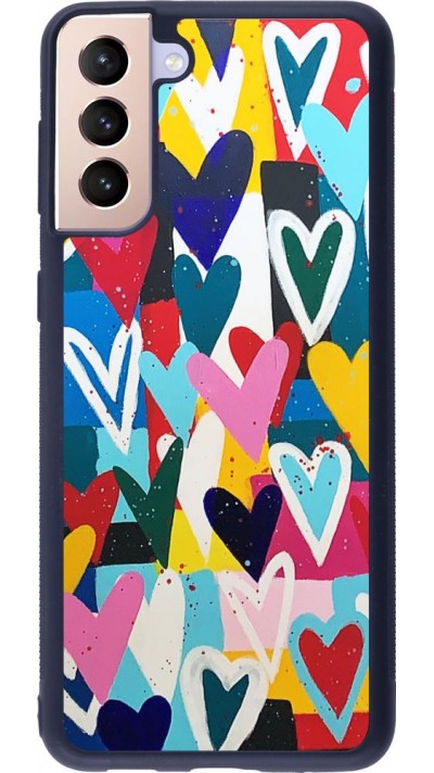 Coque Samsung Galaxy S21+ 5G - Silicone rigide noir Joyful Hearts