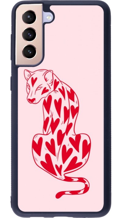 Coque Samsung Galaxy S21+ 5G - Silicone rigide noir Leopard with hearts 2026