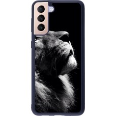 Coque Samsung Galaxy S21+ 5G - Silicone rigide noir Lion looking up