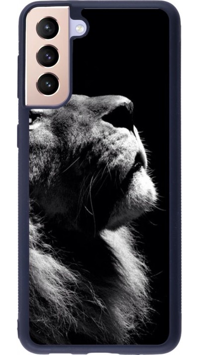 Coque Samsung Galaxy S21+ 5G - Silicone rigide noir Lion looking up