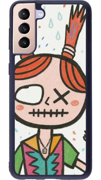 Coque Samsung Galaxy S21+ 5G - Silicone rigide noir Little Girl Sketch