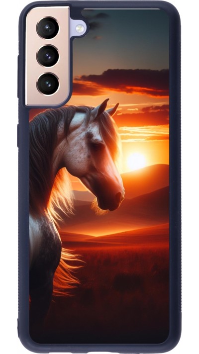Coque Samsung Galaxy S21+ 5G - Silicone rigide noir Majestic Sunset Horse