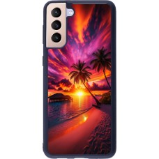 Samsung Galaxy S21+ 5G Case Hülle - Silikon schwarz Malediven Abenddämmerung Glückseligkeit