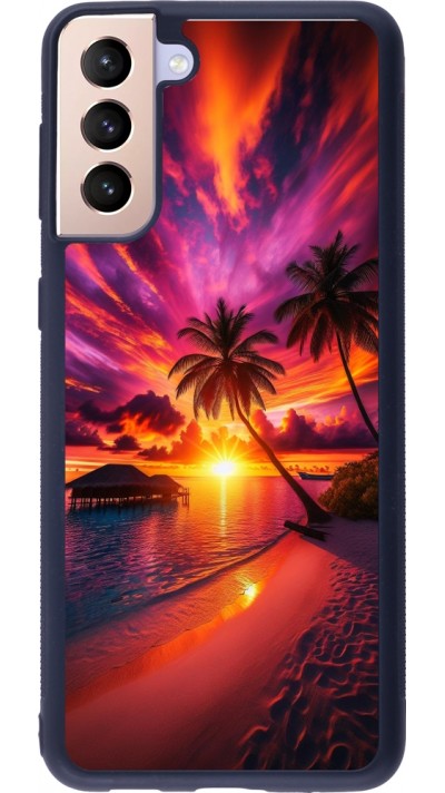 Coque Samsung Galaxy S21+ 5G - Silicone rigide noir Maldives Dusk Bliss