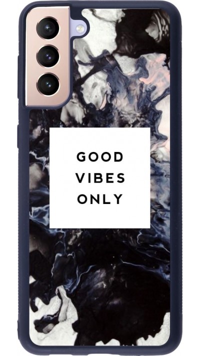 Coque Samsung Galaxy S21+ 5G - Silicone rigide noir Marble Good Vibes Only