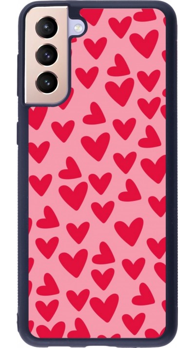 Coque Samsung Galaxy S21+ 5G - Silicone rigide noir Mom 2024 petits coeurs