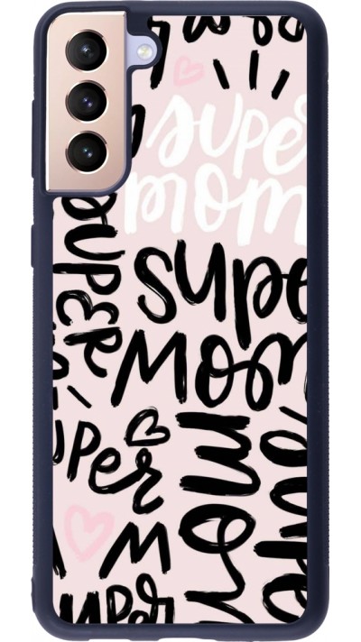 Coque Samsung Galaxy S21+ 5G - Silicone rigide noir Mom 2024 Super mom