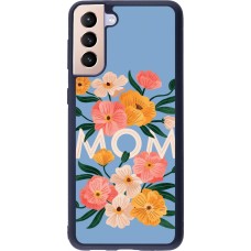 Coque Samsung Galaxy S21+ 5G - Silicone rigide noir Mom 2026 Flowers