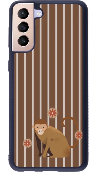 Coque Samsung Galaxy S21+ 5G - Silicone rigide noir Monkey with stripes