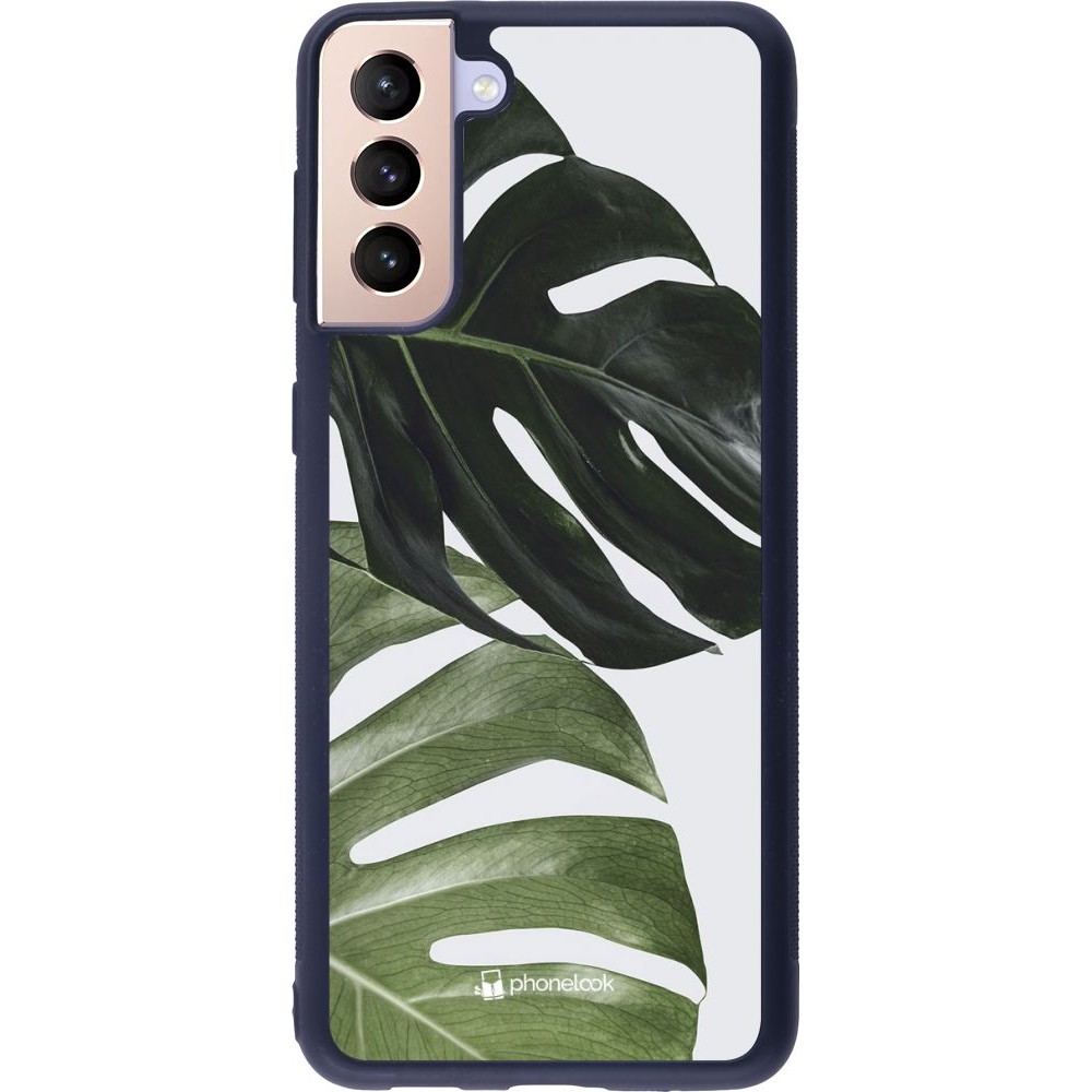 Coque Samsung Galaxy S21+ 5G - Silicone rigide noir Monstera Plant
