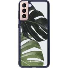 Coque Samsung Galaxy S21+ 5G - Silicone rigide noir Monstera Plant