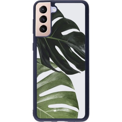 Coque Samsung Galaxy S21+ 5G - Silicone rigide noir Monstera Plant