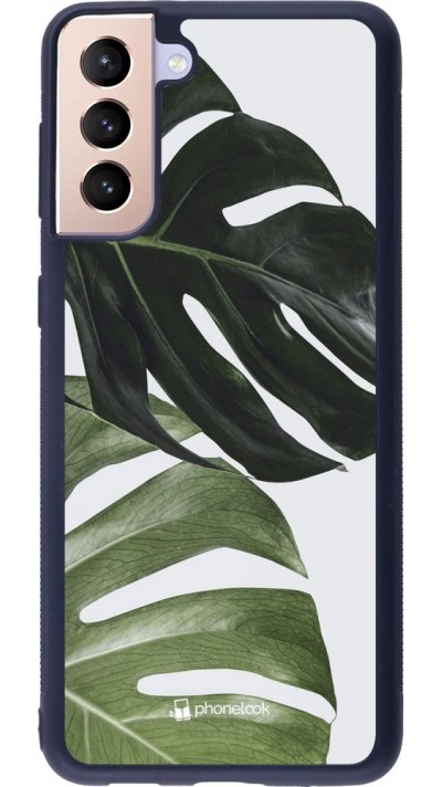Coque Samsung Galaxy S21+ 5G - Silicone rigide noir Monstera Plant
