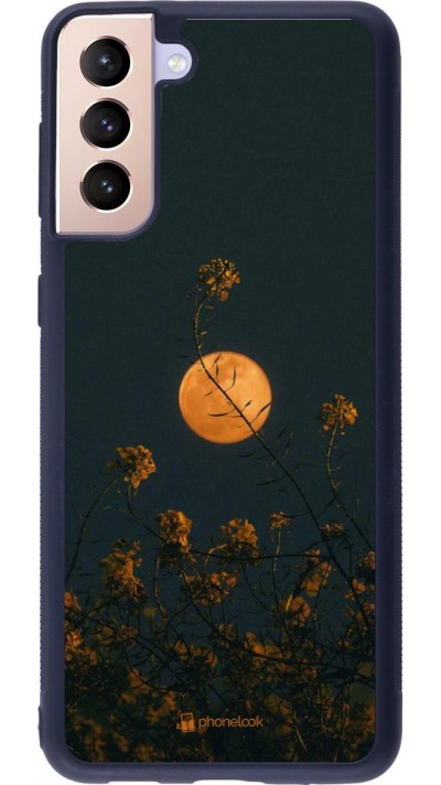 Coque Samsung Galaxy S21+ 5G - Silicone rigide noir Moon Flowers
