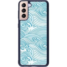 Coque Samsung Galaxy S21+ 5G - Silicone rigide noir Ocean Waves