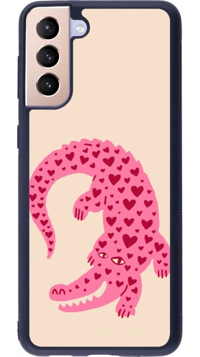 Coque Samsung Galaxy S21+ 5G - Silicone rigide noir Pink crocodile 2026