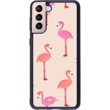 Coque Samsung Galaxy S21+ 5G - Silicone rigide noir Pink Flamingos Pattern