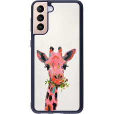 Coque Samsung Galaxy S21+ 5G - Silicone rigide noir Pink Girafe Paint