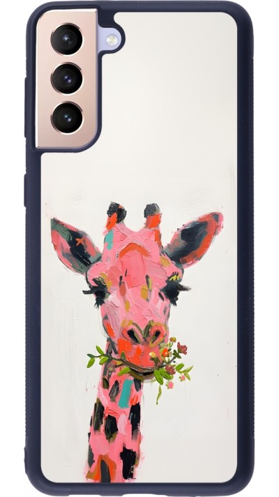 Coque Samsung Galaxy S21+ 5G - Silicone rigide noir Pink Girafe Paint