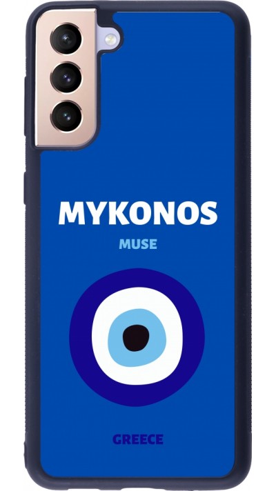 Coque Samsung Galaxy S21+ 5G - Silicone rigide noir Pop Summer Destination Mykonos