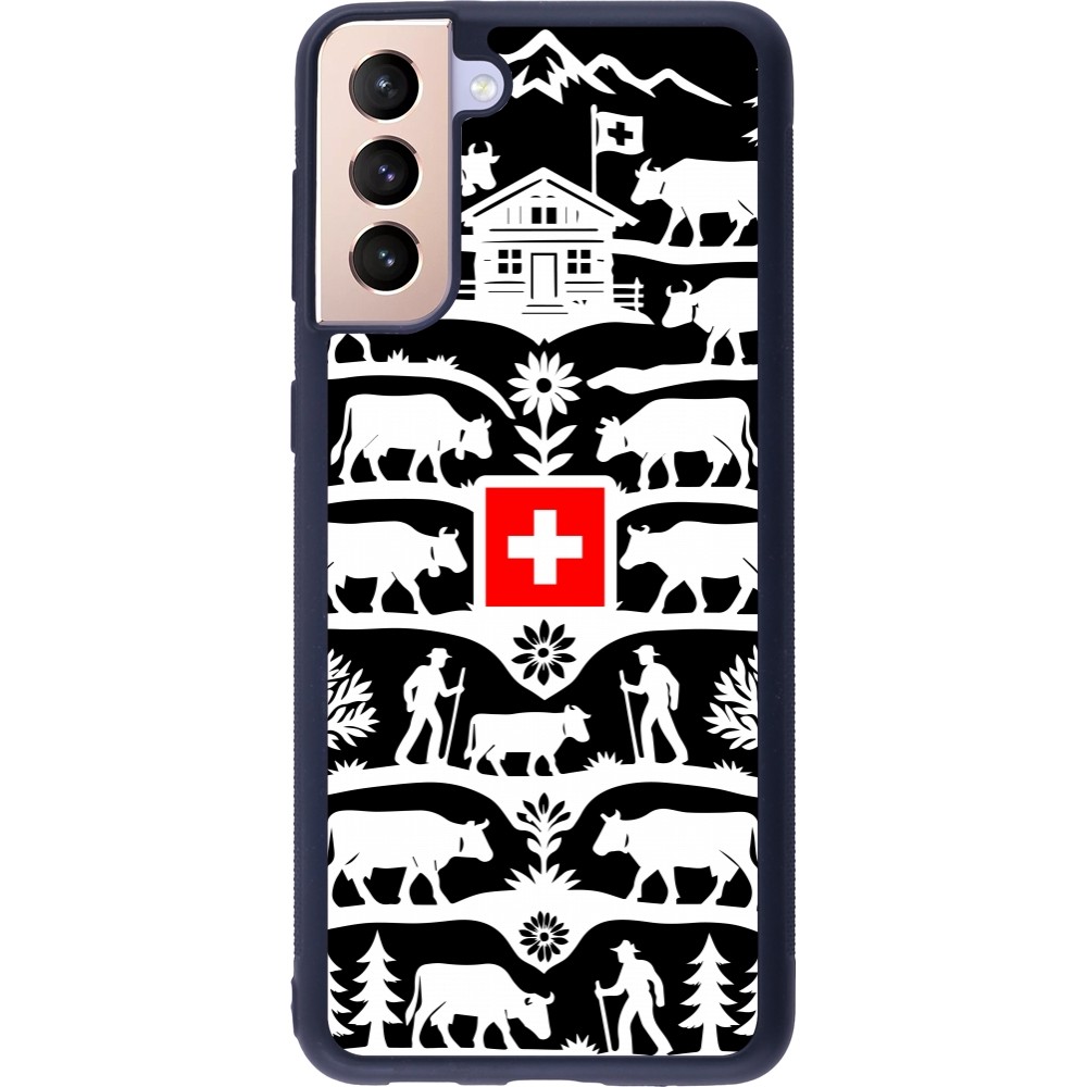 Coque Samsung Galaxy S21+ 5G - Silicone rigide noir Poya Suisse 3 noir