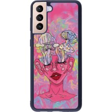 Samsung Galaxy S21+ 5G Case Hülle - Silikon schwarz Psychedelic pink mushroom