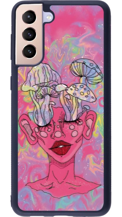 Coque Samsung Galaxy S21+ 5G - Silicone rigide noir Psychedelic pink mushroom