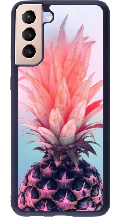 Coque Samsung Galaxy S21+ 5G - Silicone rigide noir Purple Pink Pineapple