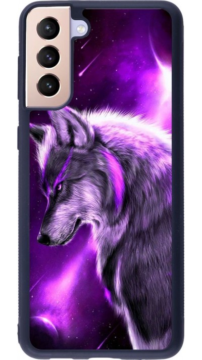 Coque Samsung Galaxy S21+ 5G - Silicone rigide noir Purple Sky Wolf