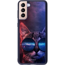 Coque Samsung Galaxy S21+ 5G - Silicone rigide noir Red Blue Cat Glasses