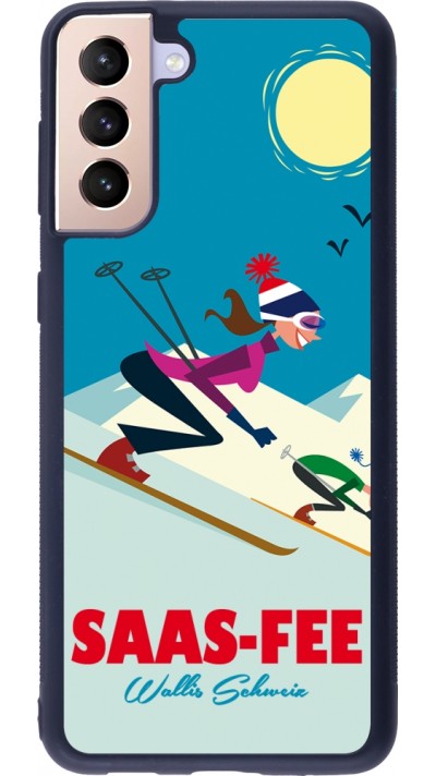 Coque Samsung Galaxy S21+ 5G - Silicone rigide noir Saas-Fee Ski Downhill