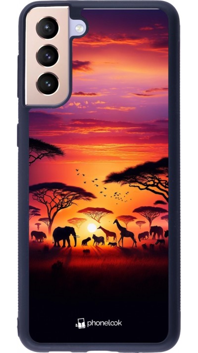 Coque Samsung Galaxy S21+ 5G - Silicone rigide noir Safari sunset wildlife