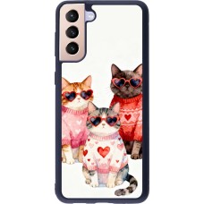 Coque Samsung Galaxy S21+ 5G - Silicone rigide noir Saint Valentines Day 26 Cat Love