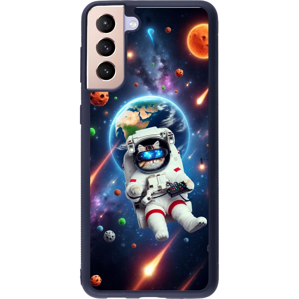 Samsung Galaxy S21+ 5G Case Hülle - Silikon schwarz VR SpaceCat Odyssee