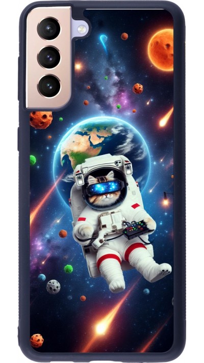 Samsung Galaxy S21+ 5G Case Hülle - Silikon schwarz VR SpaceCat Odyssee