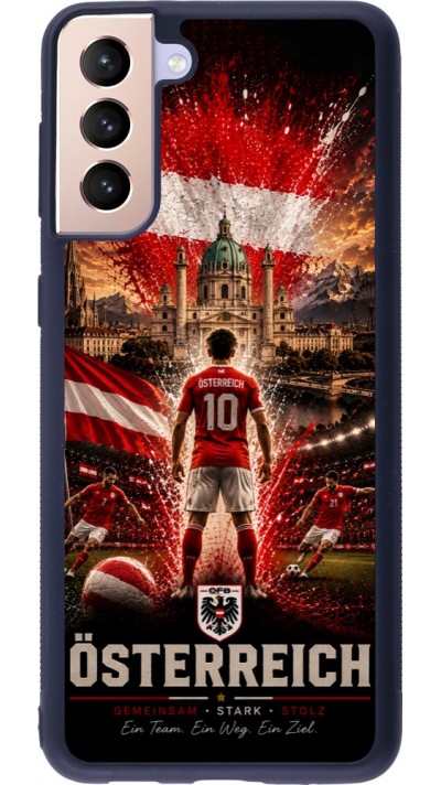 Coque Samsung Galaxy S21+ 5G - Silicone rigide noir Football Autriche splash 2026