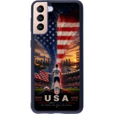 Coque Samsung Galaxy S21+ 5G - Silicone rigide noir Football États-Unis splash 2026