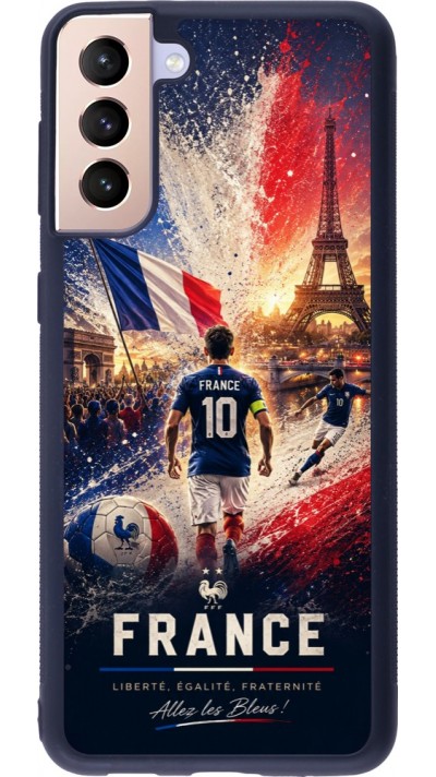 Coque Samsung Galaxy S21+ 5G - Silicone rigide noir Football France splash 2026