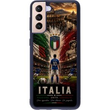 Coque Samsung Galaxy S21+ 5G - Silicone rigide noir Football Italie splash 2026